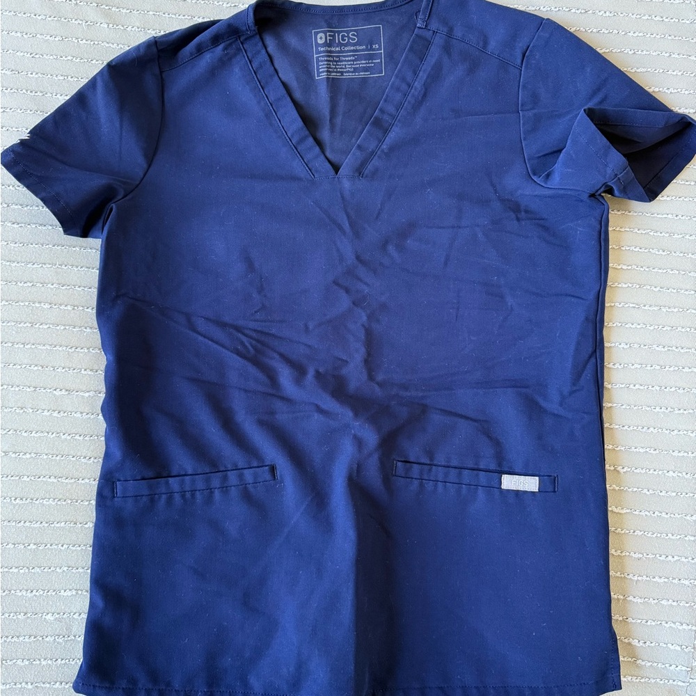 Figs Navy Blue Scrub Top